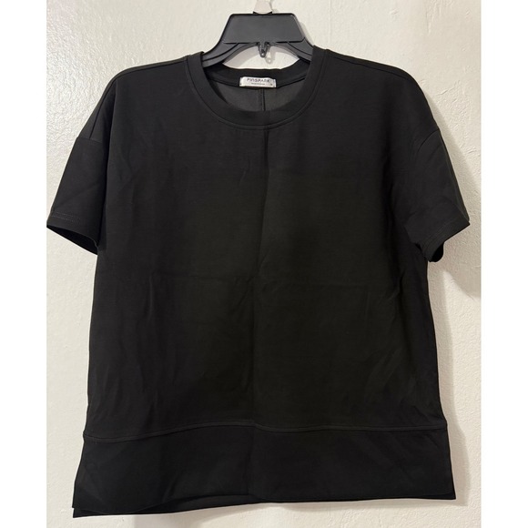 Pinspark Womens Black Lounge Set Wide Leg Pants Short Sleeve Top Medium - Picture 6 of 11